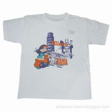 Kids' Cotton White T-shirt with Heat-transfer Print